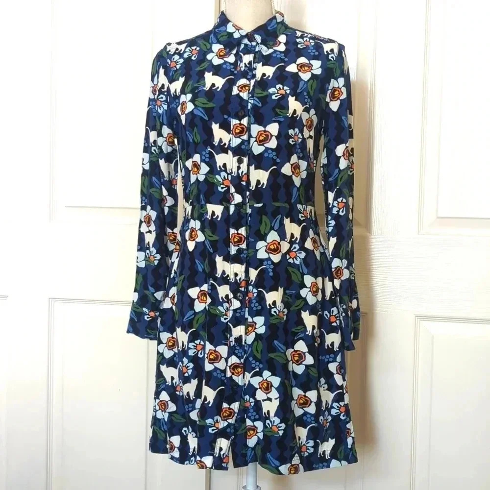 Topshop Cat and Flower Print Shirt Dress - Picture 3 of 6